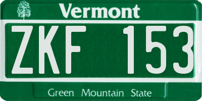 VT license plate ZKF153
