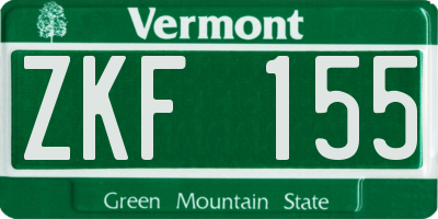 VT license plate ZKF155