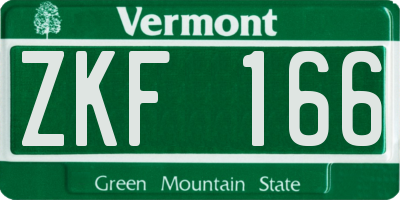 VT license plate ZKF166