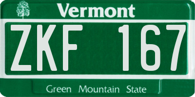 VT license plate ZKF167