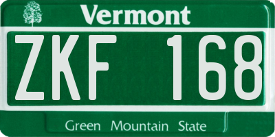 VT license plate ZKF168