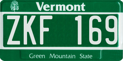 VT license plate ZKF169
