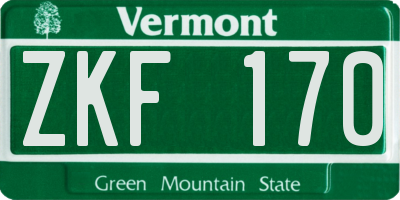 VT license plate ZKF170