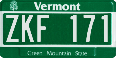 VT license plate ZKF171