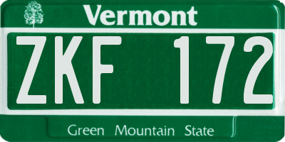 VT license plate ZKF172