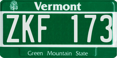 VT license plate ZKF173