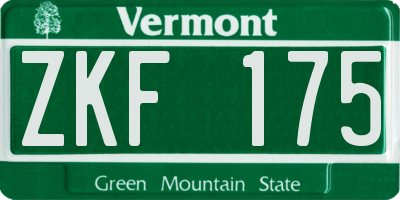 VT license plate ZKF175