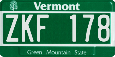 VT license plate ZKF178