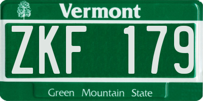 VT license plate ZKF179