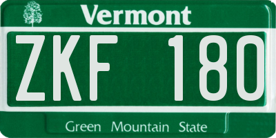 VT license plate ZKF180