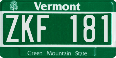 VT license plate ZKF181