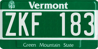 VT license plate ZKF183