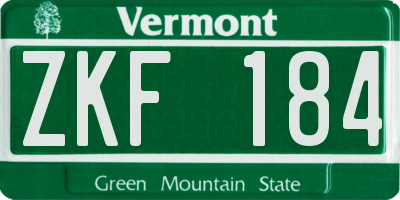 VT license plate ZKF184