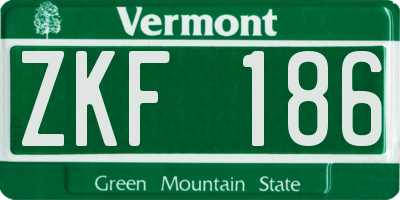 VT license plate ZKF186