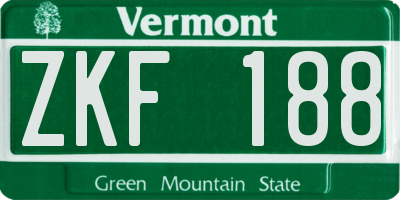 VT license plate ZKF188