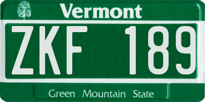 VT license plate ZKF189