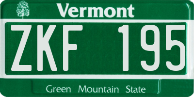 VT license plate ZKF195