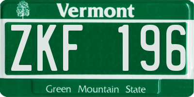 VT license plate ZKF196
