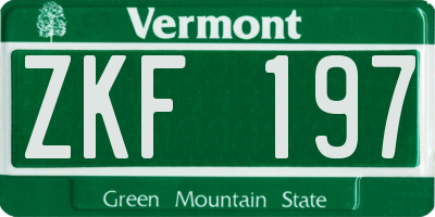 VT license plate ZKF197