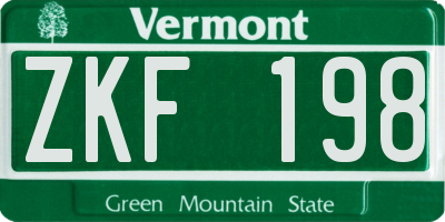 VT license plate ZKF198