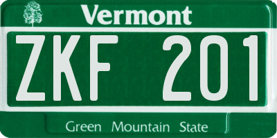 VT license plate ZKF201