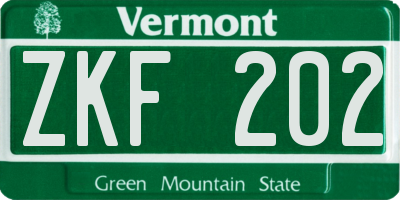 VT license plate ZKF202