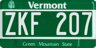 VT license plate ZKF207