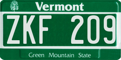 VT license plate ZKF209
