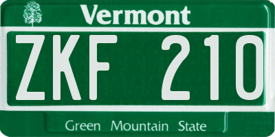VT license plate ZKF210