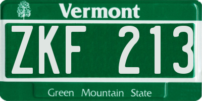 VT license plate ZKF213