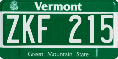 VT license plate ZKF215