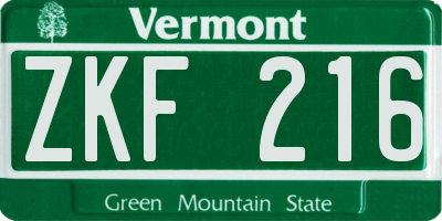 VT license plate ZKF216