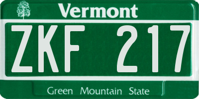 VT license plate ZKF217