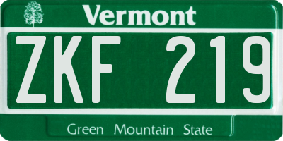 VT license plate ZKF219
