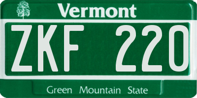 VT license plate ZKF220