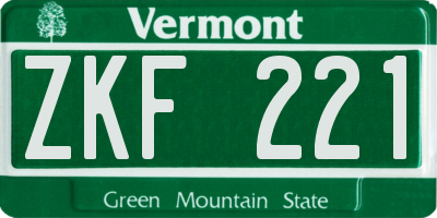 VT license plate ZKF221