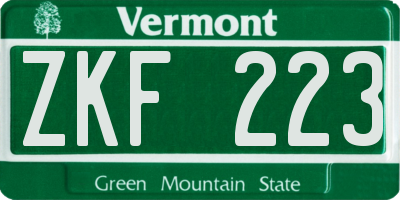 VT license plate ZKF223