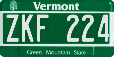 VT license plate ZKF224