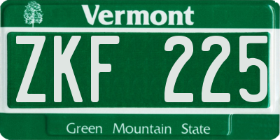 VT license plate ZKF225