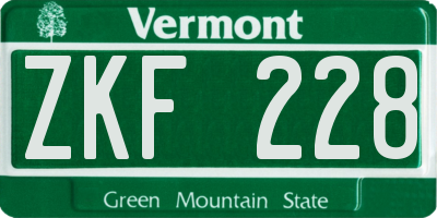 VT license plate ZKF228