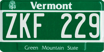 VT license plate ZKF229