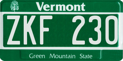 VT license plate ZKF230