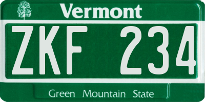 VT license plate ZKF234