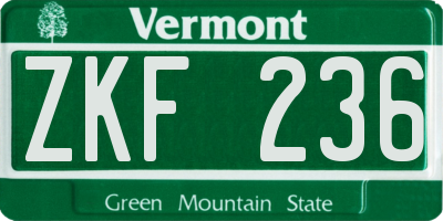 VT license plate ZKF236