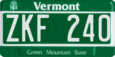 VT license plate ZKF240