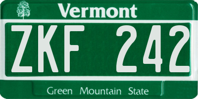 VT license plate ZKF242