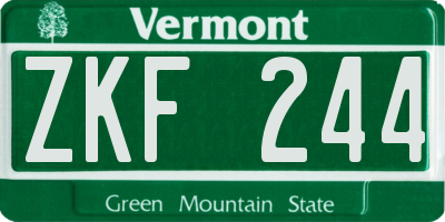VT license plate ZKF244