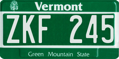 VT license plate ZKF245