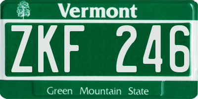 VT license plate ZKF246