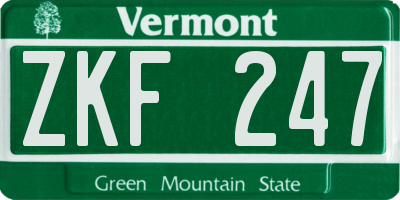 VT license plate ZKF247